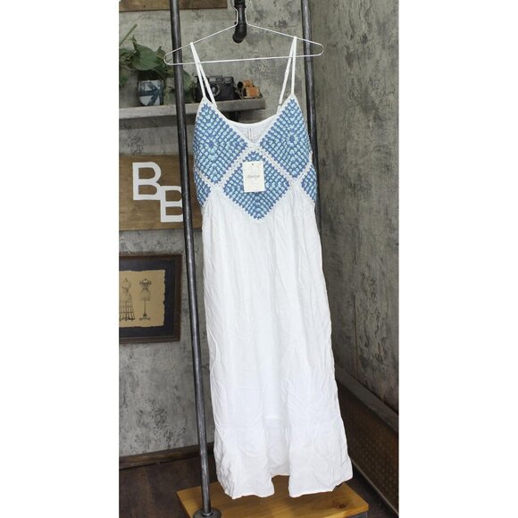 NWT Raviya Womens Plus Size Crochet Flounce-Hem Cover Up 76613X White / Blue 3X - Picture 5 of 9